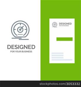 Gauge, Dashboard, Meter, Speed, Speedometer Grey Logo Design and Business Card Template