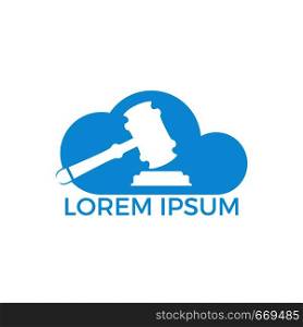Gavel and cloud icon logo, Hammer judge icon vector illustration. Law firm logo design inspiration.