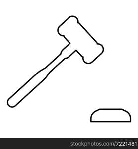 Gavel Hammer judge and anvil auctioneer concept contour outline icon black color vector illustration flat style simple image. Gavel Hammer judge and anvil auctioneer concept contour outline icon black color vector illustration flat style image