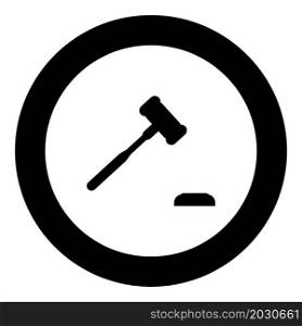 Gavel Hammer judge and anvil auctioneer concept icon in circle round black color vector illustration image solid outline style simple. Gavel Hammer judge and anvil auctioneer concept icon in circle round black color vector illustration image solid outline style