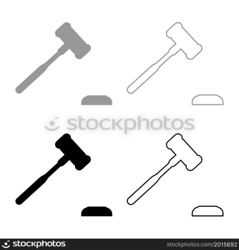 Gavel Hammer judge and anvil auctioneer concept set icon grey black color vector illustration image simple flat style solid fill outline contour line thin. Gavel Hammer judge and anvil auctioneer concept set icon grey black color vector illustration image flat style solid fill outline contour line thin