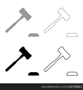 Gavel Hammer judge and anvil auctioneer concept set icon grey black color vector illustration image simple flat style solid fill outline contour line thin. Gavel Hammer judge and anvil auctioneer concept set icon grey black color vector illustration image flat style solid fill outline contour line thin