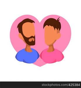 Gay couple cartoon icon on a white background. Gay couple cartoon icon