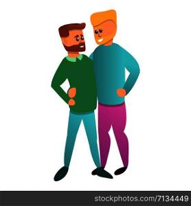 Gay hipster couple icon. Cartoon of gay hipster couple vector icon for web design isolated on white background. Gay hipster couple icon, cartoon style