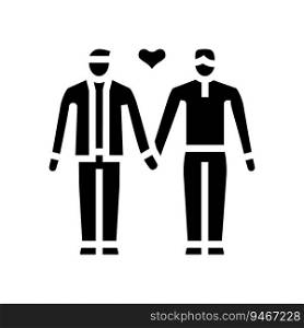 gay lgbt couple love glyph icon vector. gay lgbt couple love sign. isolated symbol illustration. gay lgbt couple love glyph icon vector illustration