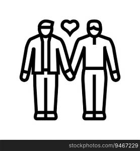 gay lgbt couple love line icon vector. gay lgbt couple love sign. isolated contour symbol black illustration. gay lgbt couple love line icon vector illustration