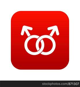 Gay love sign icon digital red for any design isolated on white vector illustration. Gay love sign icon digital red