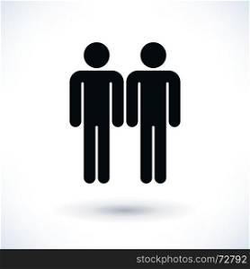 Gay marriage homosexual black icon. Gay marriage homosexual flat icon. Two black man figure with gray drop shadow isolated on white background in flat style. Graphic design elements save in vector illustration 8 eps