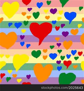 Gay pride rainbow colored pattern with hearts for Valentines Day