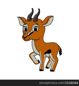 Gazelle. Cute flat vector illustration in childish cartoon style. Funny character. Isolated on white background. Gazelle. Cute flat vector illustration in childish cartoon style. Funny character. Isolated on white background.