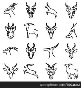 Gazelle icons set. Outline set of gazelle vector icons for web design isolated on white background. Gazelle icons set, outline style