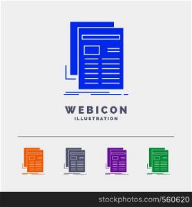 Gazette, media, news, newsletter, newspaper 5 Color Glyph Web Icon Template isolated on white. Vector illustration. Vector EPS10 Abstract Template background