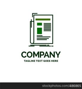 Gazette, media, news, newsletter, newspaper Flat Business Logo template. Creative Green Brand Name Design.