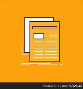 Gazette, media, news, newsletter, newspaper Flat Line Filled Icon. Beautiful Logo button over yellow background for UI and UX, website or mobile application. Vector EPS10 Abstract Template background