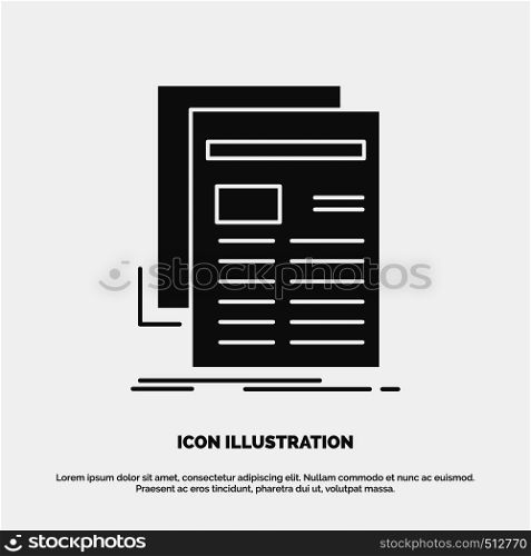 Gazette, media, news, newsletter, newspaper Icon. glyph vector gray symbol for UI and UX, website or mobile application. Vector EPS10 Abstract Template background