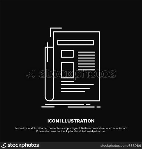 Gazette, media, news, newsletter, newspaper Icon. Line vector symbol for UI and UX, website or mobile application. Vector EPS10 Abstract Template background
