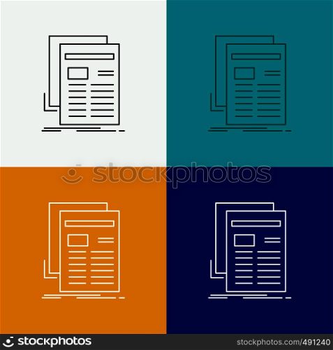 Gazette, media, news, newsletter, newspaper Icon Over Various Background. Line style design, designed for web and app. Eps 10 vector illustration. Vector EPS10 Abstract Template background