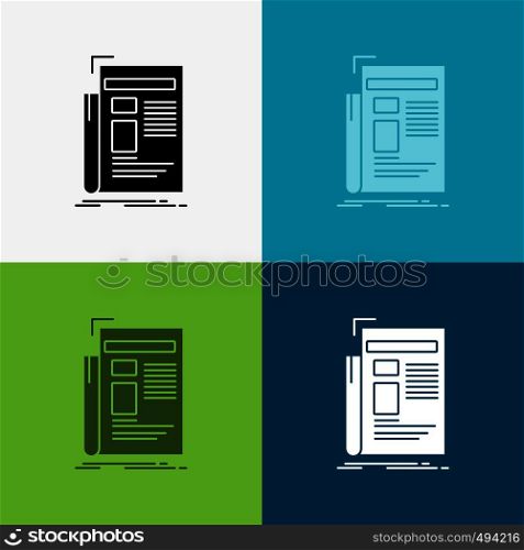 Gazette, media, news, newsletter, newspaper Icon Over Various Background. glyph style design, designed for web and app. Eps 10 vector illustration. Vector EPS10 Abstract Template background
