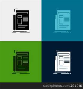 Gazette, media, news, newsletter, newspaper Icon Over Various Background. glyph style design, designed for web and app. Eps 10 vector illustration. Vector EPS10 Abstract Template background