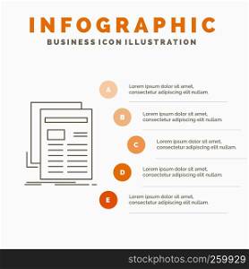 Gazette, media, news, newsletter, newspaper Infographics Template for Website and Presentation. Line Gray icon with Orange infographic style vector illustration