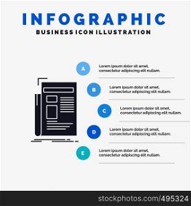 Gazette, media, news, newsletter, newspaper Infographics Template for Website and Presentation. GLyph Gray icon with Blue infographic style vector illustration.. Vector EPS10 Abstract Template background