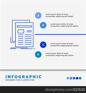 Gazette, media, news, newsletter, newspaper Infographics Template for Website and Presentation. Line Blue icon infographic style vector illustration. Vector EPS10 Abstract Template background