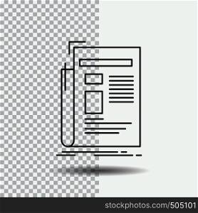 Gazette, media, news, newsletter, newspaper Line Icon on Transparent Background. Black Icon Vector Illustration. Vector EPS10 Abstract Template background