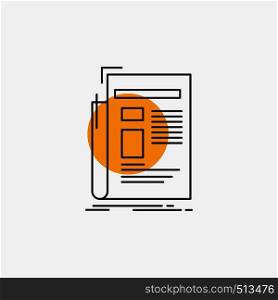 Gazette, media, news, newsletter, newspaper Line Icon. Vector EPS10 Abstract Template background