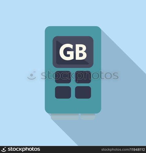 Gb memory board icon flat vector. Solid machine. Computer disk device. Gb memory board icon flat vector. Solid machine