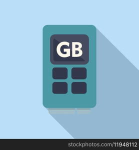 Gb memory board icon flat vector. Solid machine. Computer disk device. Gb memory board icon flat vector. Solid machine