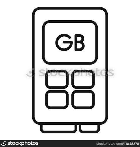 Gb memory board icon outline vector. Solid machine. Computer disk device. Gb memory board icon outline vector. Solid machine