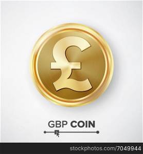 GBP Gold Coin Vector. GBP Gold Coin Vector. Realistic Money Sign