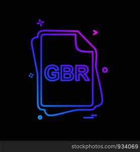 GBR file type icon design vector