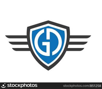 gd,dg letter wings logo icon illustration vector design