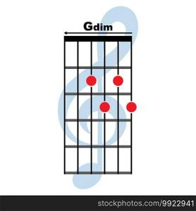 Gdim  guitar chord icon. Basic guitar chord vector illustration symbol design