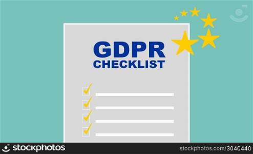 GDPR Checklist Vector. GDPR checklist concept for data privacy with EU stars