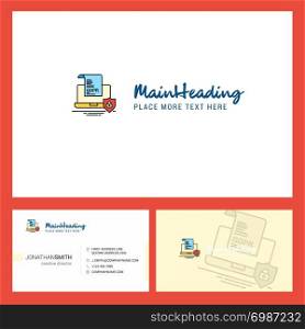 GDPR document on laptop Logo design with Tagline & Front and Back Busienss Card Template. Vector Creative Design
