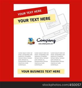 GDPR document on laptop Title Page Design for Company profile ,annual report, presentations, leaflet, Brochure Vector Background