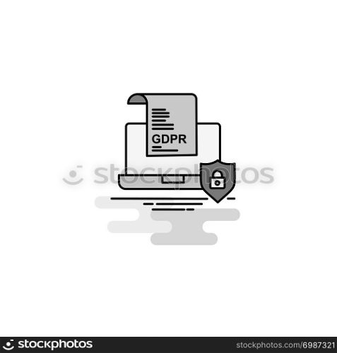 GDPR document on laptop Web Icon. Flat Line Filled Gray Icon Vector