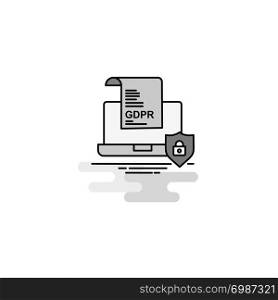 GDPR document on laptop Web Icon. Flat Line Filled Gray Icon Vector