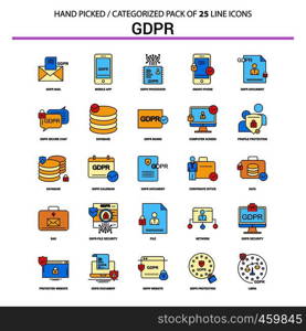 GDPR Flat Line Icon Set - Business Concept Icons Design