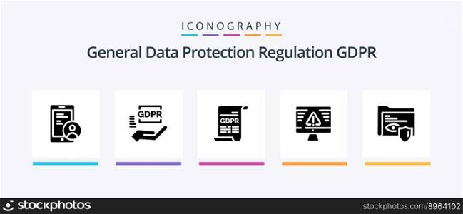 Gdpr Glyph 5 Icon Pack Including security . hand . general data protection. form. Creative Icons Design