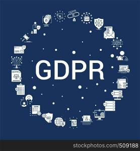 GDPR Icon Set. Infographic Vector Template