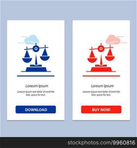 Gdpr, Justice, Law, Balance  Blue and Red Download and Buy Now web Widget Card Template