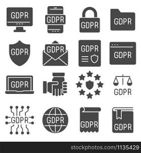 GDPR privacy policy icon set. Included the icons as security information