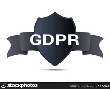 GDPR Shield guarding data, safety sign, vector graphics on white background. EPS10. GDPR Shield guarding data, safety sign, vector graphics on white background.