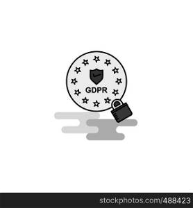 GDPR Web Icon. Flat Line Filled Gray Icon Vector