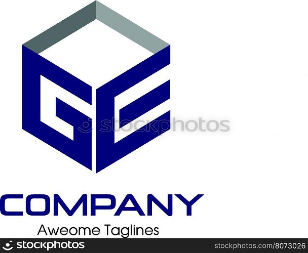 GE letter with box 3d style Business design template logo icon