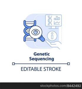 Ge≠tic sequencing light blue concept icon. DNA mo≤cu≤. Pandemic prevention abstract idea thin li≠illustration. Isolated outli≠drawing. Editab≤stroke. Arial, Myriad Pro-Bold fonts used. Ge≠tic sequencing light blue concept icon