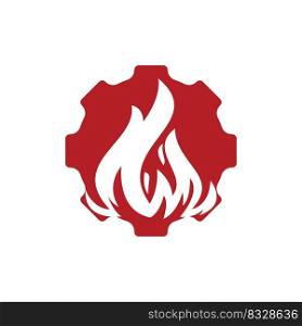 Gear and fire vector logo design template. 